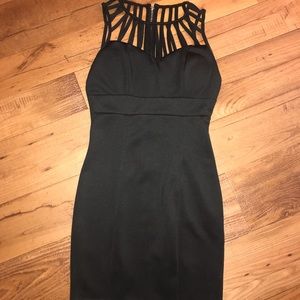 Windsor Black Cage Neck Mini Dress